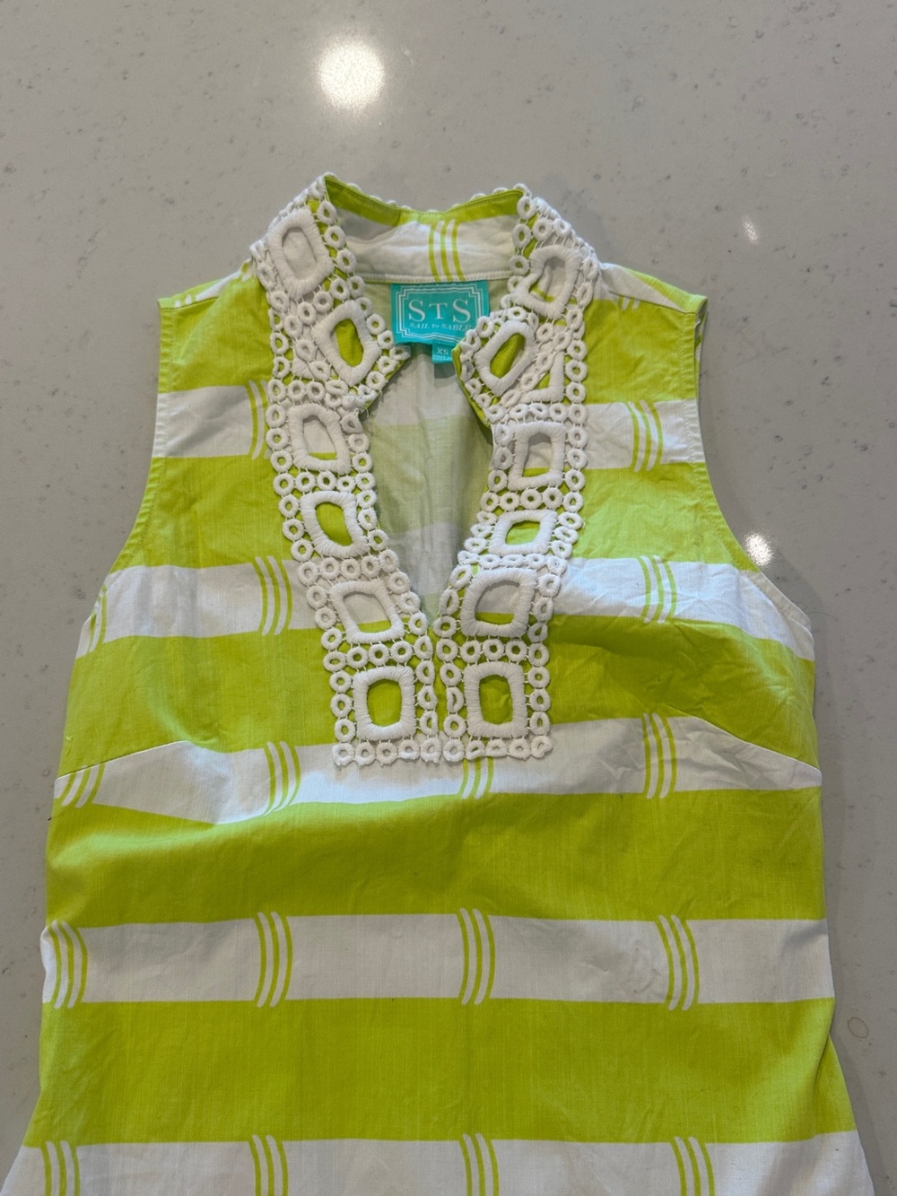 NWOT Sail to Sable Bright Green Striped Sleeveless Dress Size XS - Picture 2 of 4